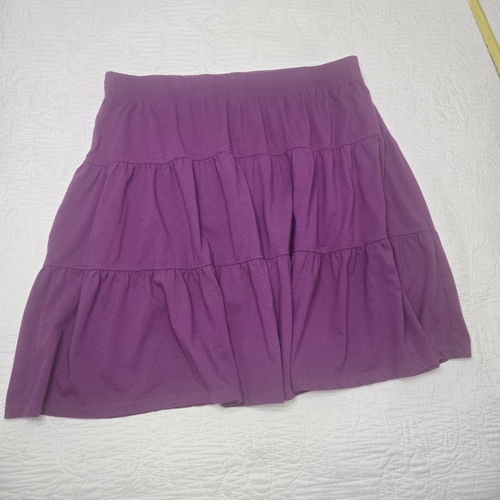 Woman Within 4X Purple Tiered Skirt Plus Size‎ Elastic Waist Casual Comfy - Picture 2 of 10